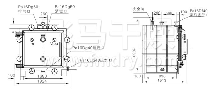 方形静态真空干燥机结构示意图 方形静态真空干燥机结构示意图